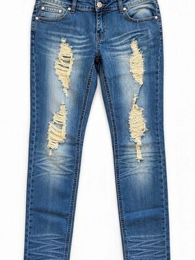 Costa Blanca Distressed Skinny Jeans in Blue